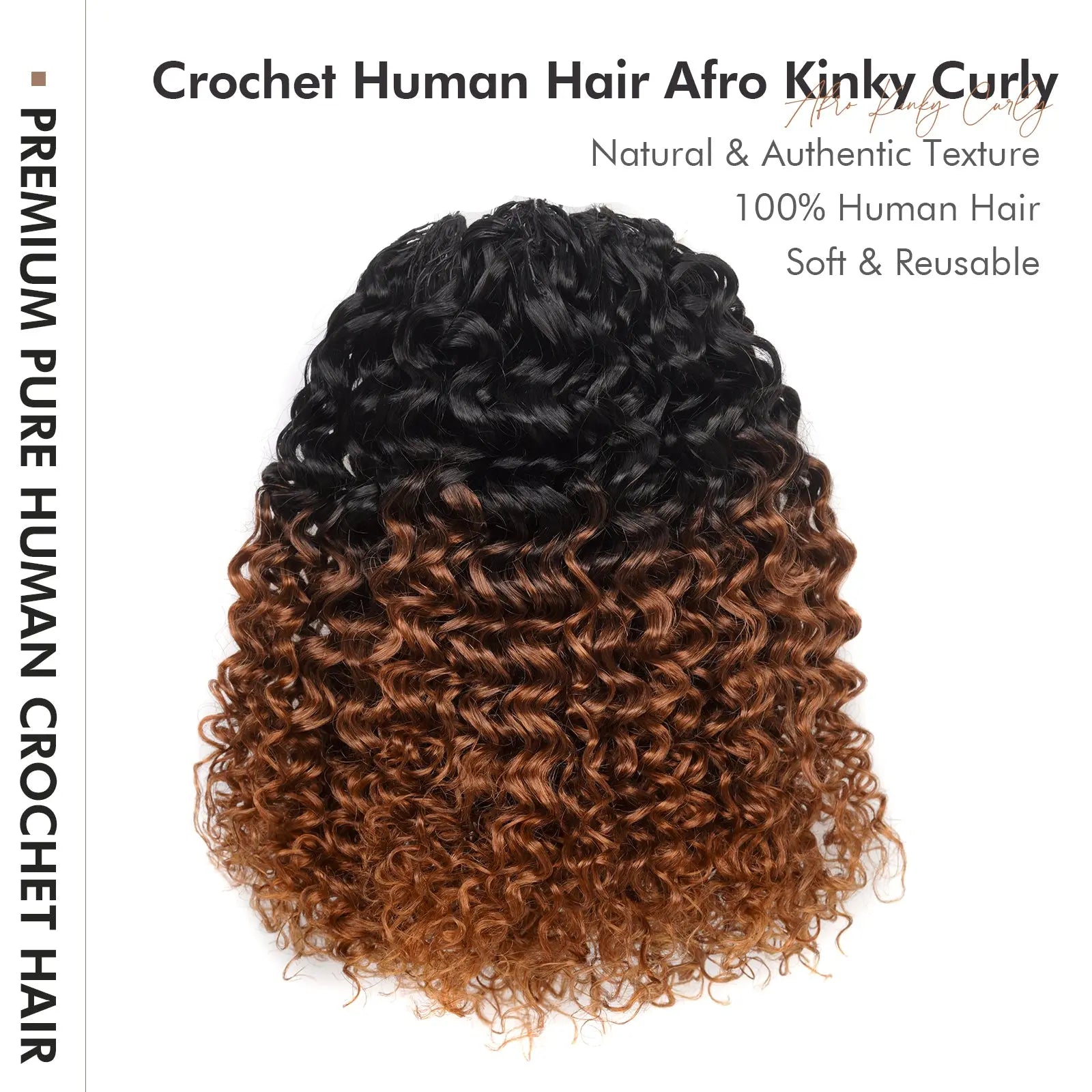 Toyotress® Knotless Pre-Separated Human Crochet Hair Kinky Curly Spring Curly Hair Extensions Human Hair Crochet Kinky Curly Toyotress